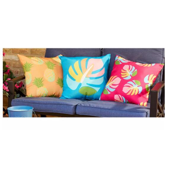 SALE. New! Monstera Leaf Indoor Outdoor Pillow - 18 x 18 - Picture 3 of 8